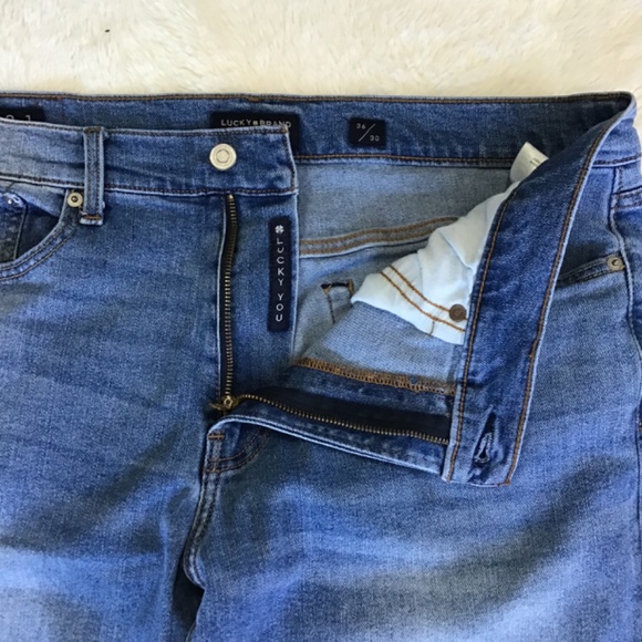 Lucky Men Size 36/30 121 Slim Straight Leg Denim Jean Casual Whiskered Faded - Picture 3 of 13